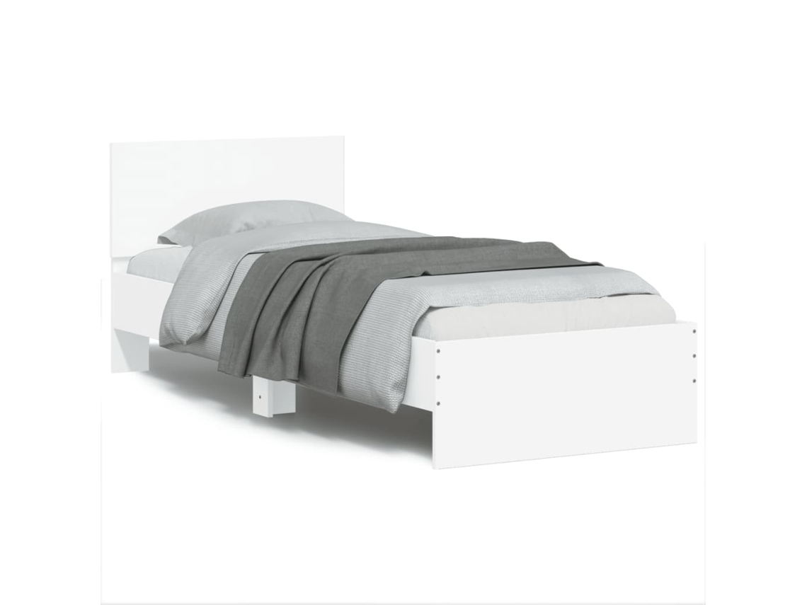 Estructura De Cama Con Cabecero Y Luces Led Blanco 75x190 Cm