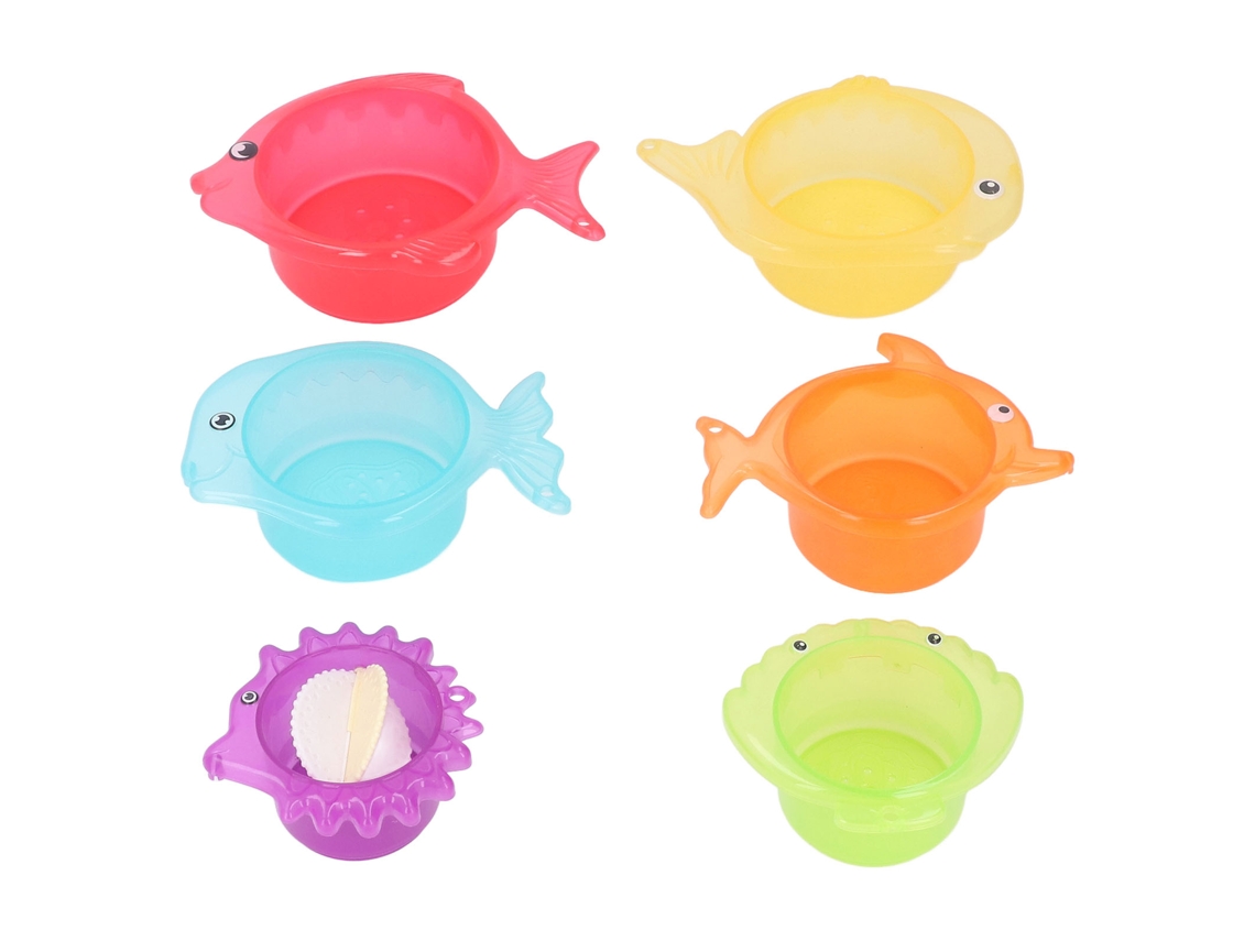 Ats-6 Piezas Juguetes Apilables De Peces Tazas Apilables Coloridas Para Bebés Baño Jugar Con Agua