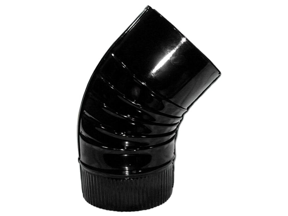 Codo estufa color negro vitrificado de 110 mm. 45°.