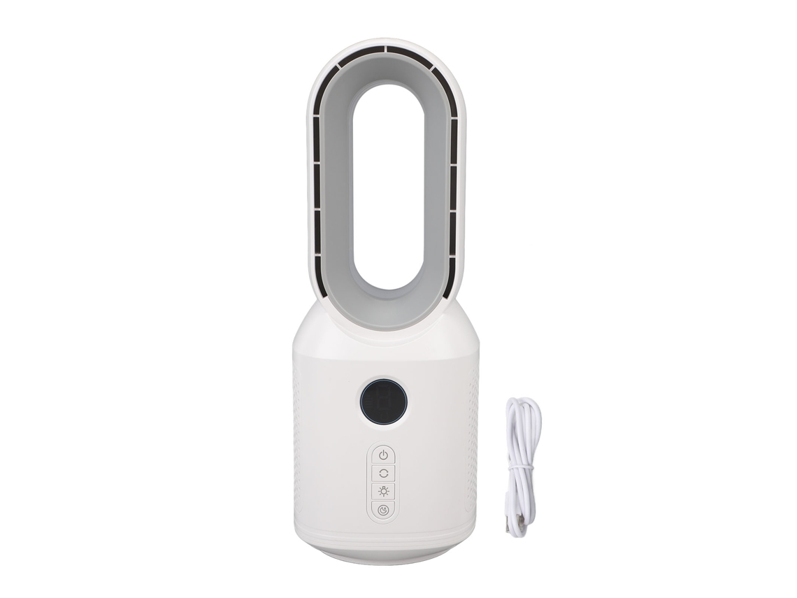 Ventilador sin aspas con luz nocturna, recargable, 3 velocidades.