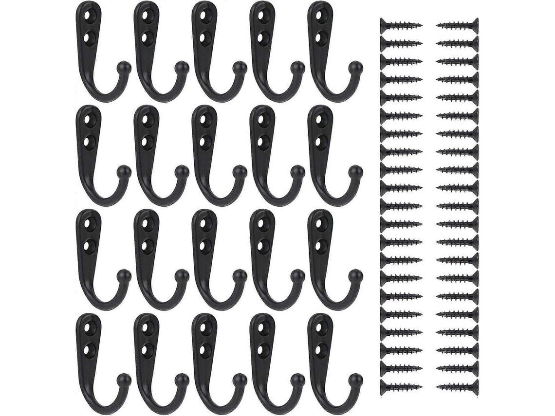 Omni-20 Ganchos De Abrigo Retro De Metal Montados En Pared Con Tornillos Para Cocina, Cajones, Baño - Negro
