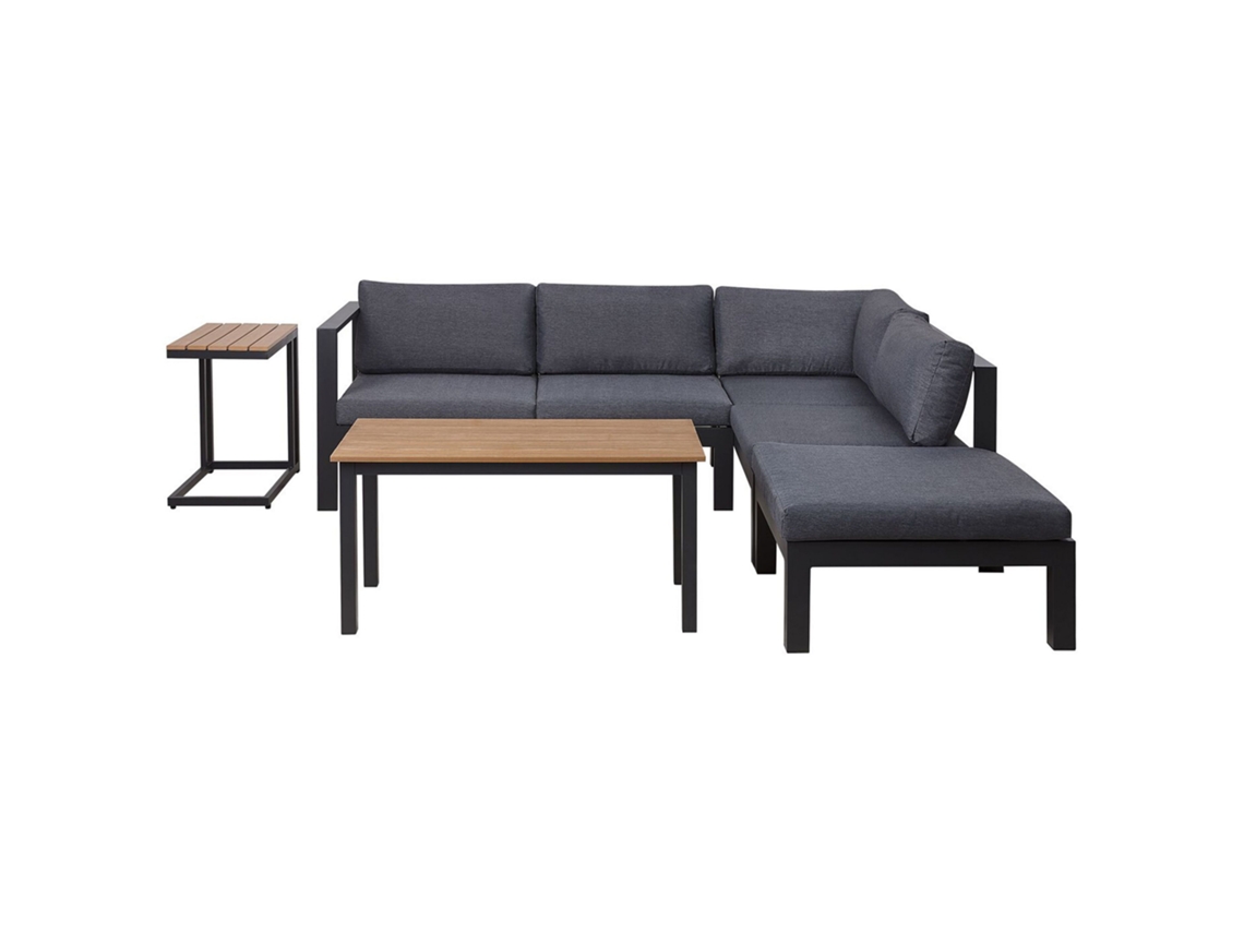 Conjunto de jardín 5 plazas de metal negro y gris BELIANI Messina
