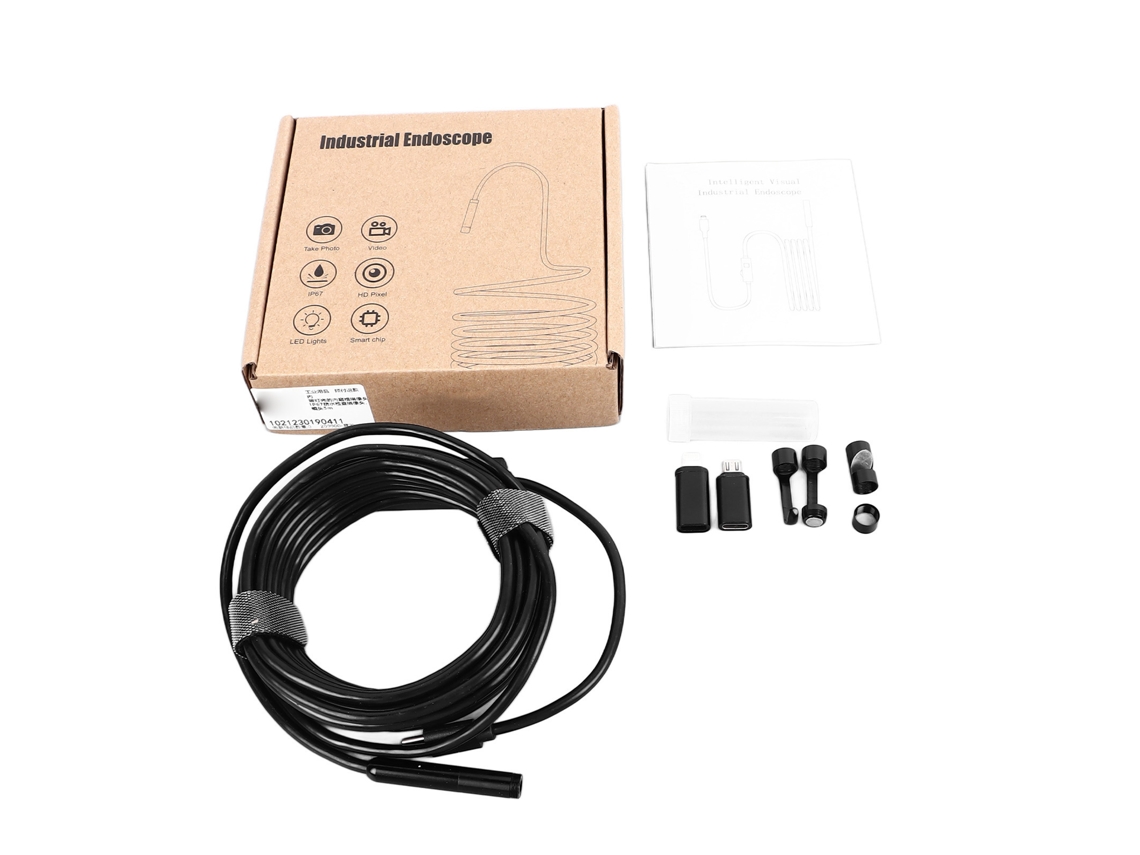 Cámara Endoscópica Hd Ip67 De 5 Mp Resistente Al Agua Con Luz, Resistencia Al Agua De 5 M, Inspección De Alcantarillado, Endoscopio Tipo Serpiente
