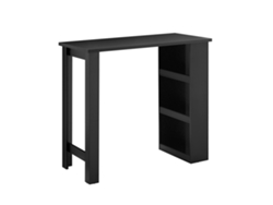 Mesa de cocina alta moderna con estantes, diseño que ahorra espacio para áreas pequeñas, negra, 112 x 57 x 106 cm Fwt17 Ii Sch Sobuy