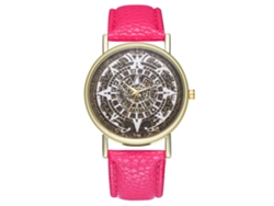 Reloj De Pulsera Analógico De Cuarzo Con Correa De Pu De Estilo Moderno (rosa Y Rojo)