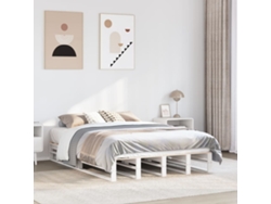 Estructura De Cama Sin Colchón Madera De Pino Blanco 135x190 Cm