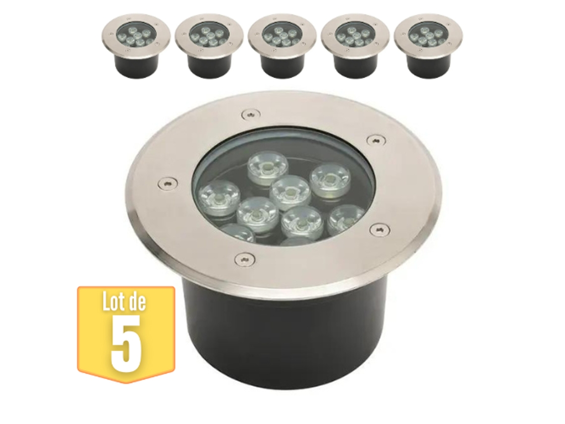 Conjunto de 5 LED de construcción impermeable 9W 900LM 4000K IP67
