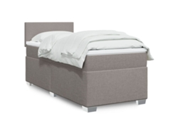 Cama Box Spring Con Colchón Tela Gris Taupe 80x200 Cm