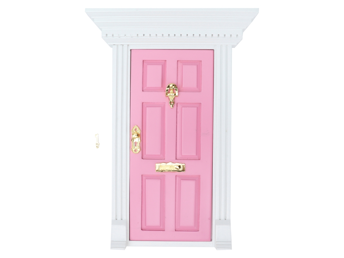 20du26 Puerta de madera para casa de muñecas 1:12, accesorio en miniatura, juguete, rosa