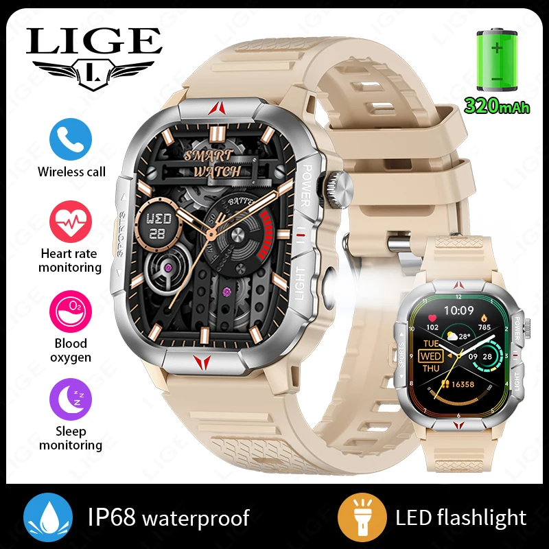 Reloj Inteligente (amarillo), Resistente Al Agua, Pantalla Hd De 2,01 Pulgadas, Linterna Led, Apto Para Deportes Al Aire Libre.