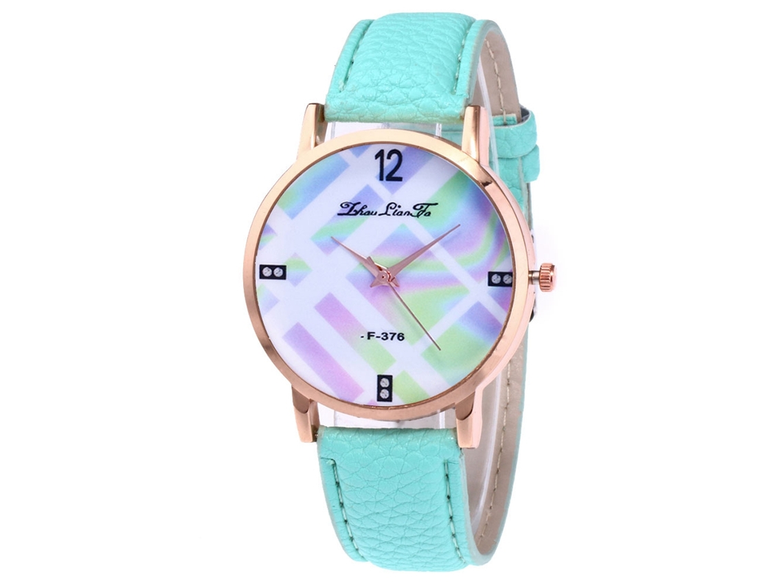 Reloj Casual De Moda Unisex Zhoulianfa De Cuarzo Con Correa De Cuero (verde Menta)