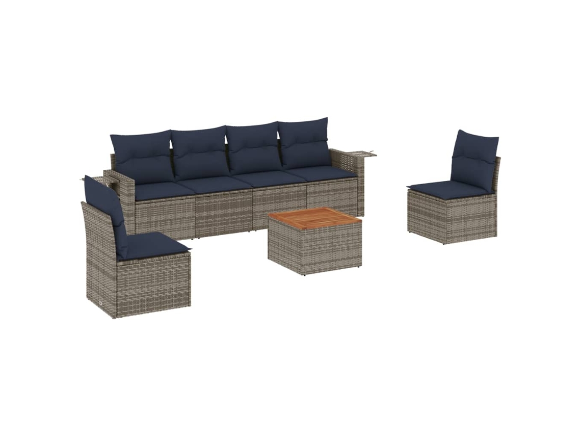 Maison Exclusive - Conjunto De Sofá De Jardín De 7 Piezas Con Cojines, Poliratán Gris