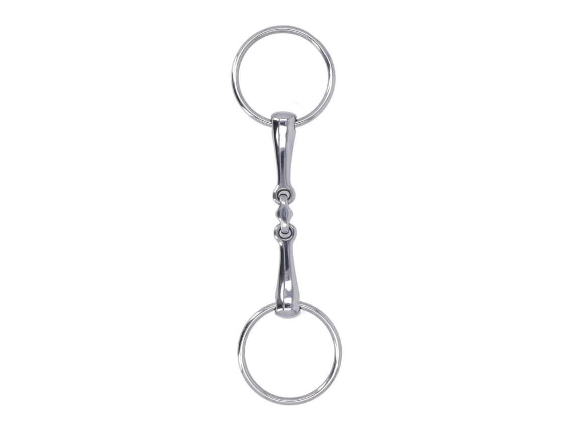 Primer bocado de caballo de acero inoxidable con anilla articulada resistente a la corrosión para tauromaquia.