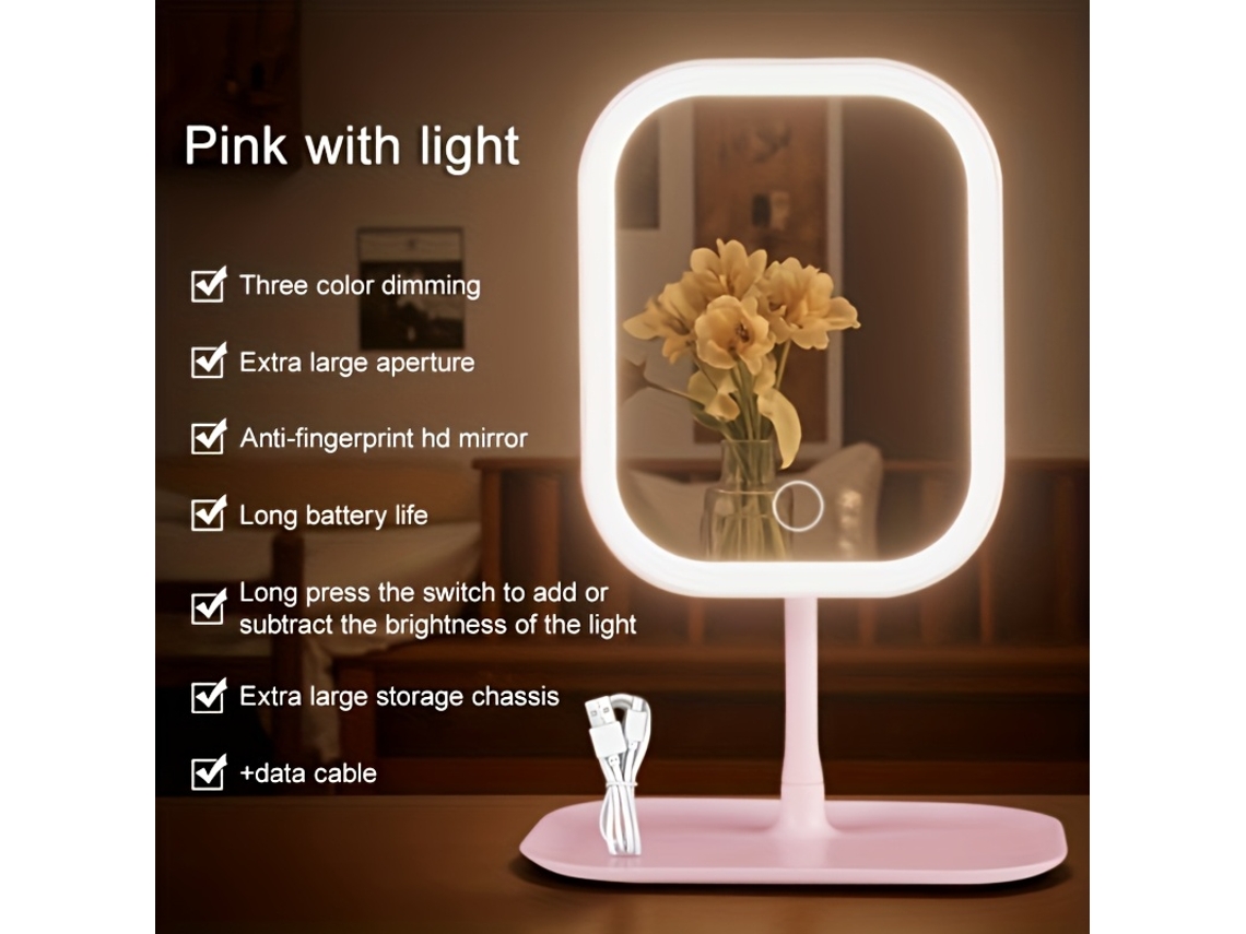 Espejo De Maquillaje Recargable Con Controles Táctiles Y Tres Modos De Luz, Especialmente Diseñado Para Mujeres: El Regalo Perfecto.