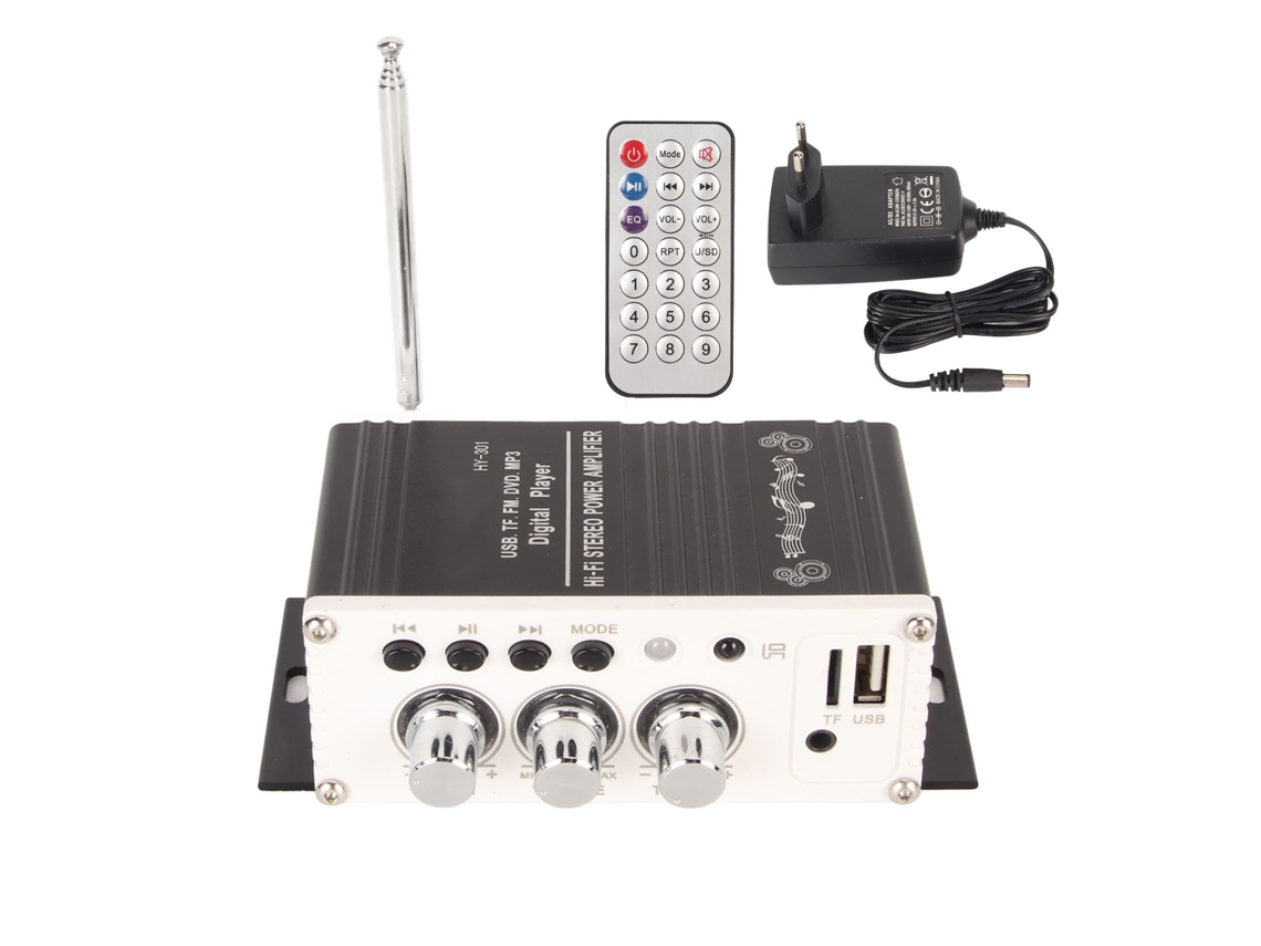 Amplificador De Potencia Para Automóvil, 2 Canales, Bluetooth 5.0, Miniamplificador De Potencia Estéreo Hifi Digital Con Control Remoto, Enchufe De L