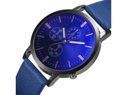 Reloj De Pulsera Sencillo Y Elegante Para Hombre Con Correa De Pu Y Esfera De Aleación Azul.