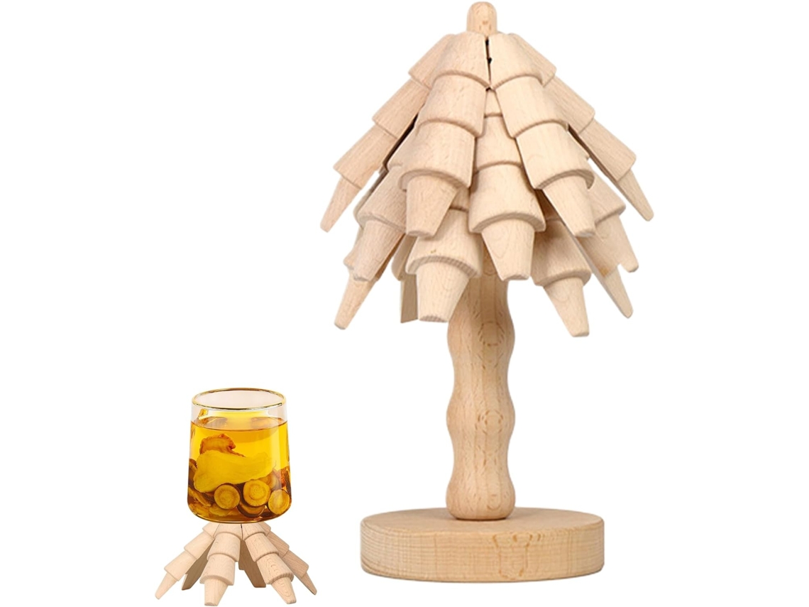 Posavasos Forma Árbol Salvamanteles Creativo Resistente Calor Madera Natural Para Proteger Platos,