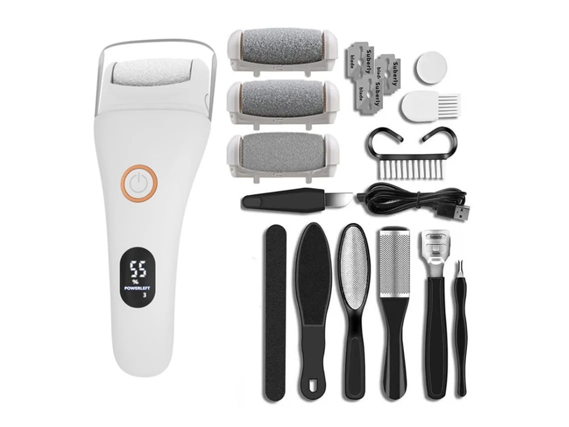 Lima eléctrica para pies ajustable de 3 velocidades con 10 herramientas de pedicura para eliminar piel muerta, callos, durezas y grietas - Yizhood