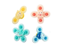 4pcs Brinquedo Giratório Com Ventosa Brinquedos Sensoriais Banho Mesa Educativo Bebê Menino Menina