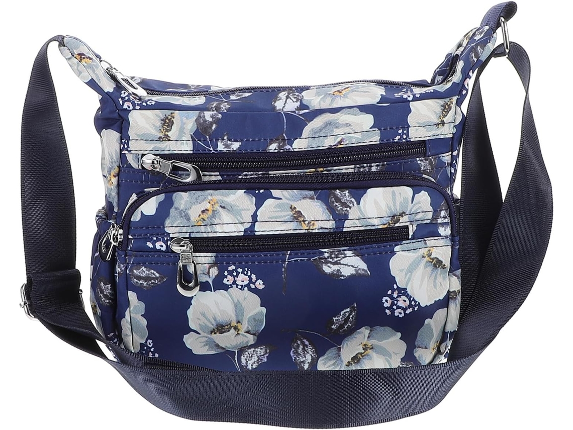 Bolso De Hombro Ligero De Nailon Con Estampado Floral Para Mujer Con Múltiples Bolsillos Para Viajes Y