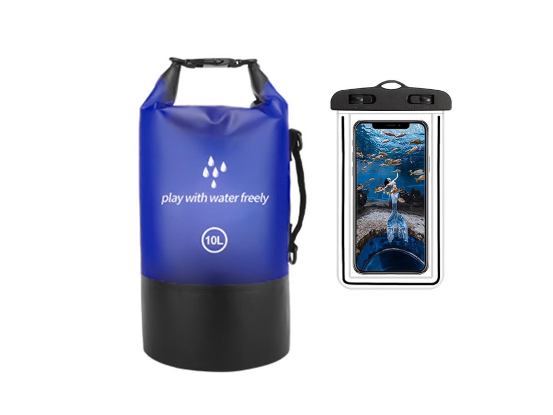 Bolsa Impermeable De 10 L Con Bolsillo Para Rafting, Kayak, Playa, Esquí, Pesca, Escalada Y Acampada. Henten Home Azul Oscuro