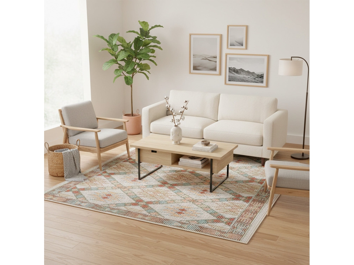 Rugura Alfombra De Salón Duna Tierra - Moderna Resistente Decorativa Fácil Limpieza Pelo Corto Suave - 120x160 Cm