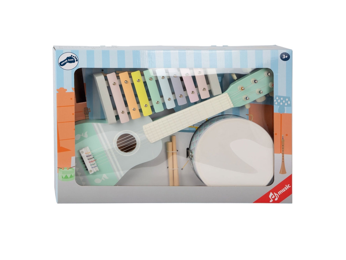 Juego de instrumentos musicales de madera Small Foot, 7 piezas en tonos pastel.