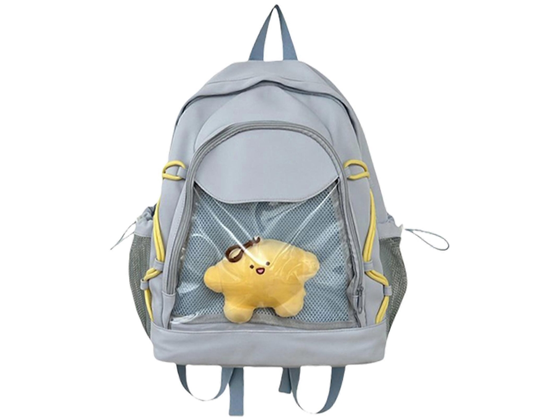 Mochila escolar transparente de PVC para niñas, de gran capacidad, ideal para libros y uso diario informal, azul, talla L.