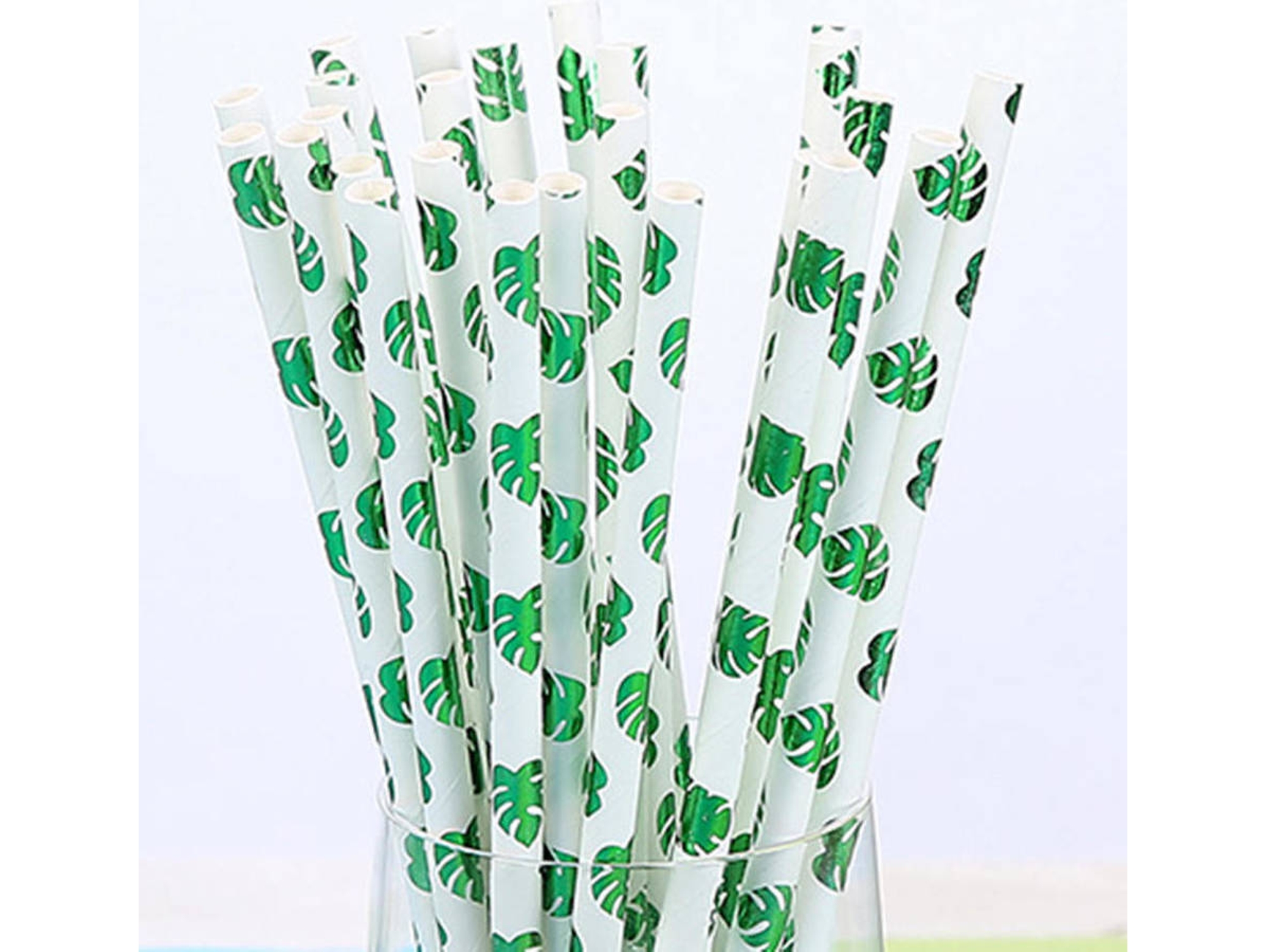 100 Pajitas Verdes HEAN Hojas