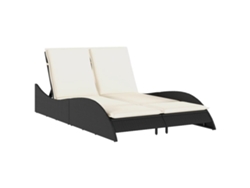 Tumbona con cojines marrones y patas de mimbre MAISON EXCLUSIVE (114x205x73 cm)