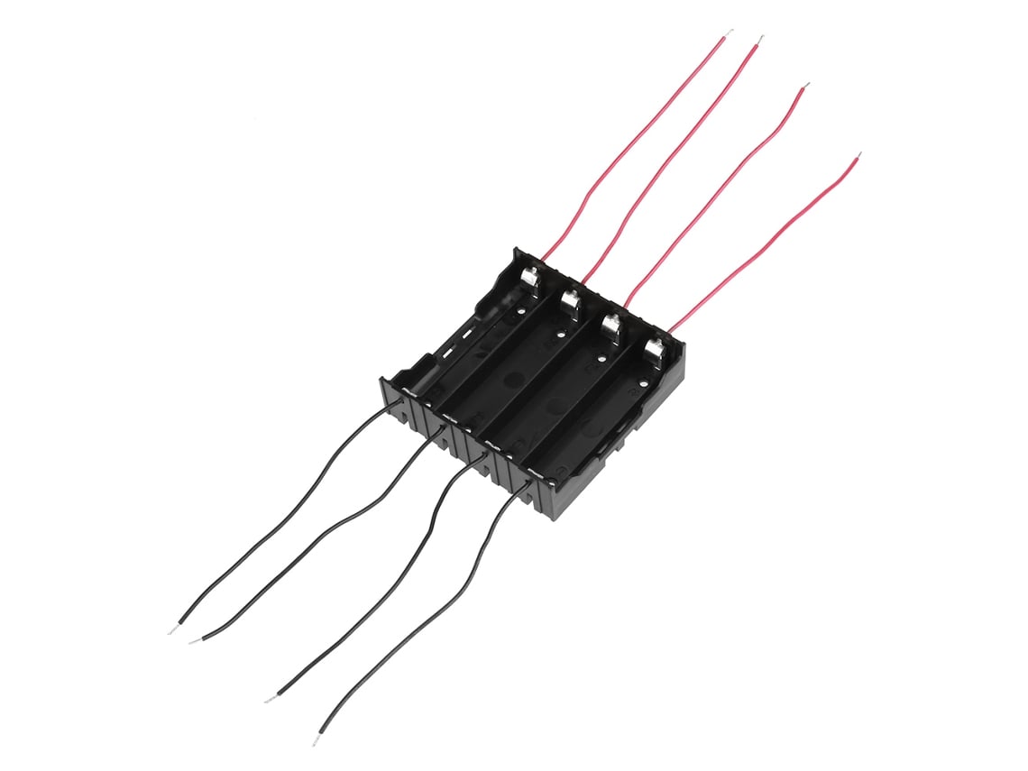 Veloriskku-portacelulas Bateria 8 Hilos Con Cables Negro Para 4 X 18650 Clip Holder Box Case