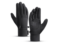 Guantes De Invierno Cálidos Con Malla Táctica De Poliéster Impermeable Y Cortavientos Para Correr Y Hacer Senderismo - Negro