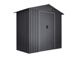 Caseta Metálica de Jardín WASABI Antracita 2,57m2 - 196x131x196cm – 4 Rejillas Anticondensación - Puerta Corredera Doble