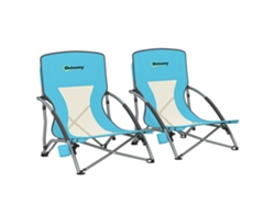 Juego 2 Sillas Playa Plegables, Bolsa, Portavasos, 58x55x62cm, Azul