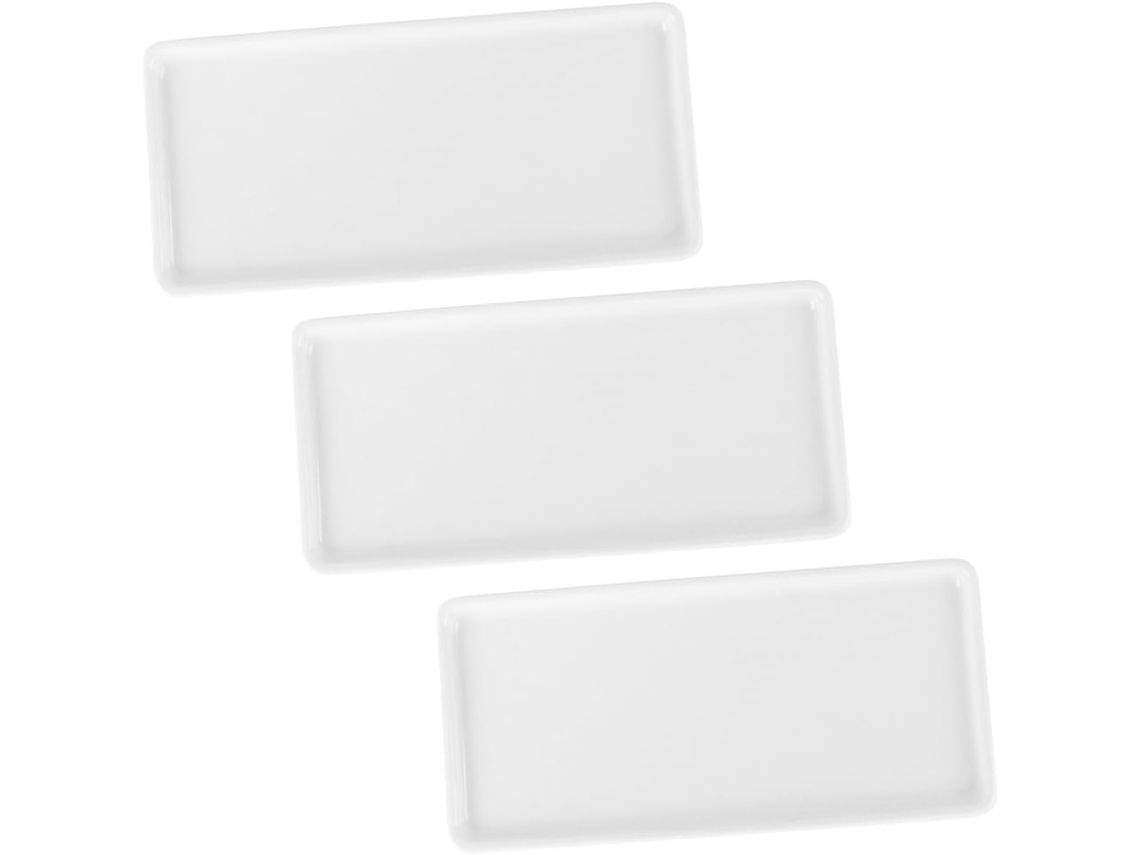 Juego De 3 Bandejas Rectangulares De Cerámica Para Guardar Cosméticos En El Baño Y La Oficina.