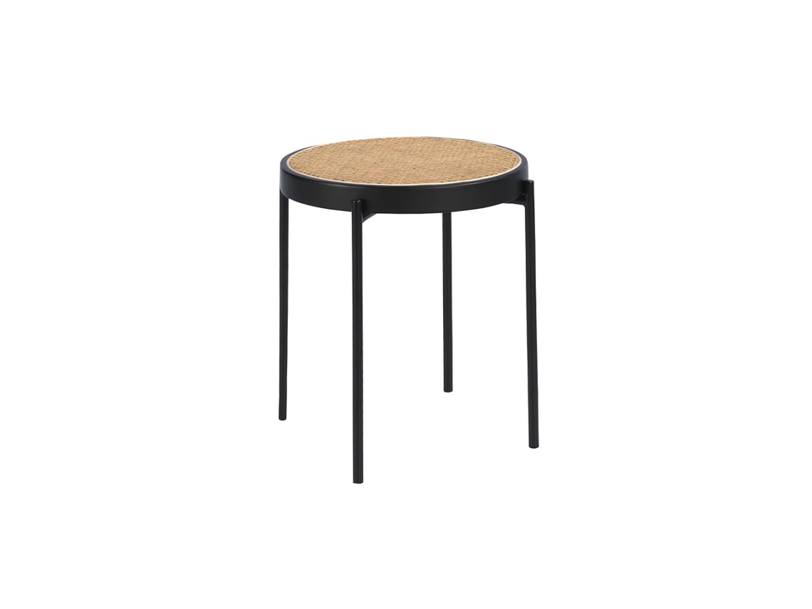 Mesa Rincón ANGEL CERDA (Negro y Beige - Rattan - Ø52 x 52 cm)