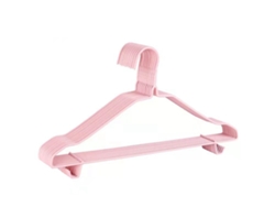 10 perchas de acero inoxidable para ropa, 40 cm, color rosa