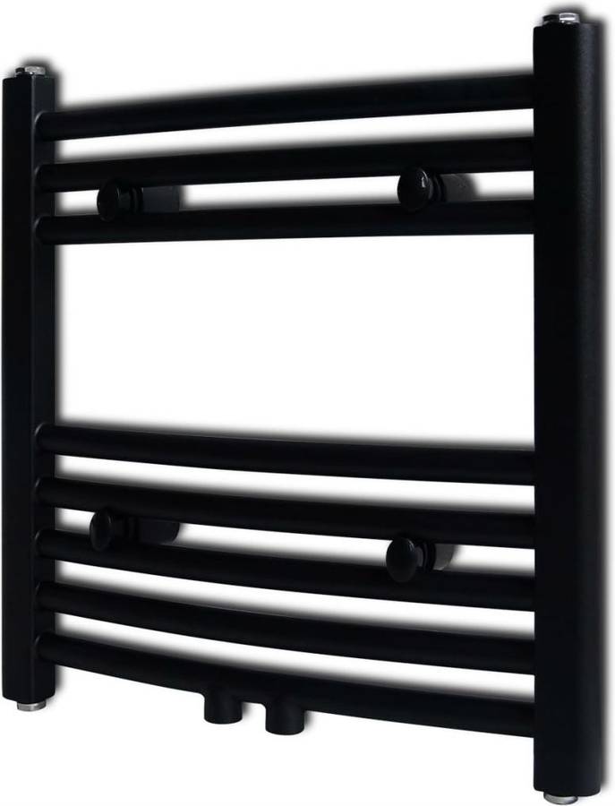 Vidaxl Radiador Toallero de baño curvo negro 480 mm acero 48x48 cm 480x480mm