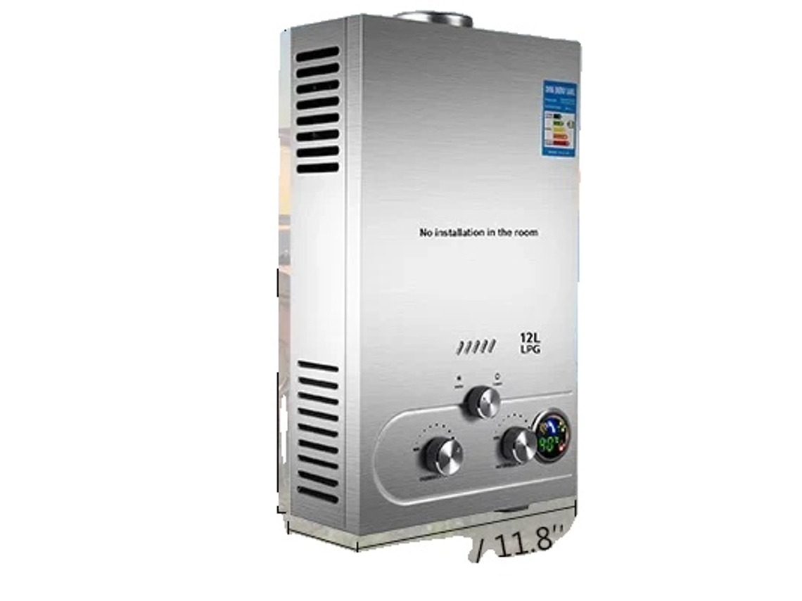 Calentador de agua sin tanque de acero inoxidable, 12 L, 24 kW, OEM