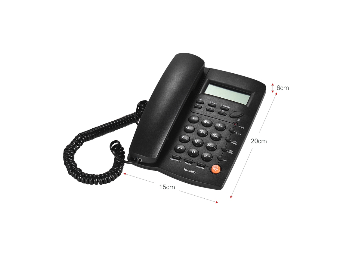 Telefone Fio de Mesa com Display Lcd, Id Chamada, Volume Ajustável, Calculadora e Alarme para Casa e Escritório