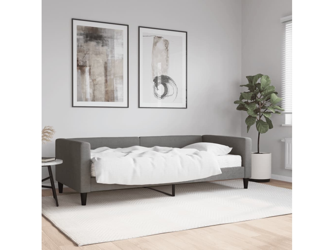 Sofá Cama Con Colchón Tela Gris Oscuro 90x190 Cm