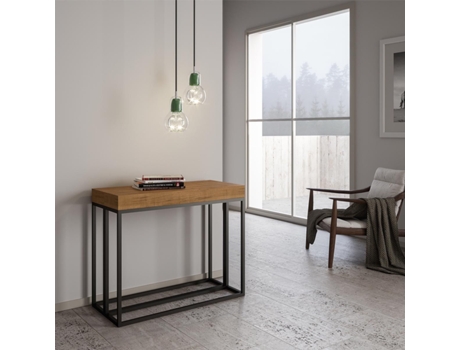 Consolas Epoca Small Premium Extensible hasta 196 cm ITAMOBY (90 x 40 x 77 cm - Paneles de Melamina - Roble Natural)