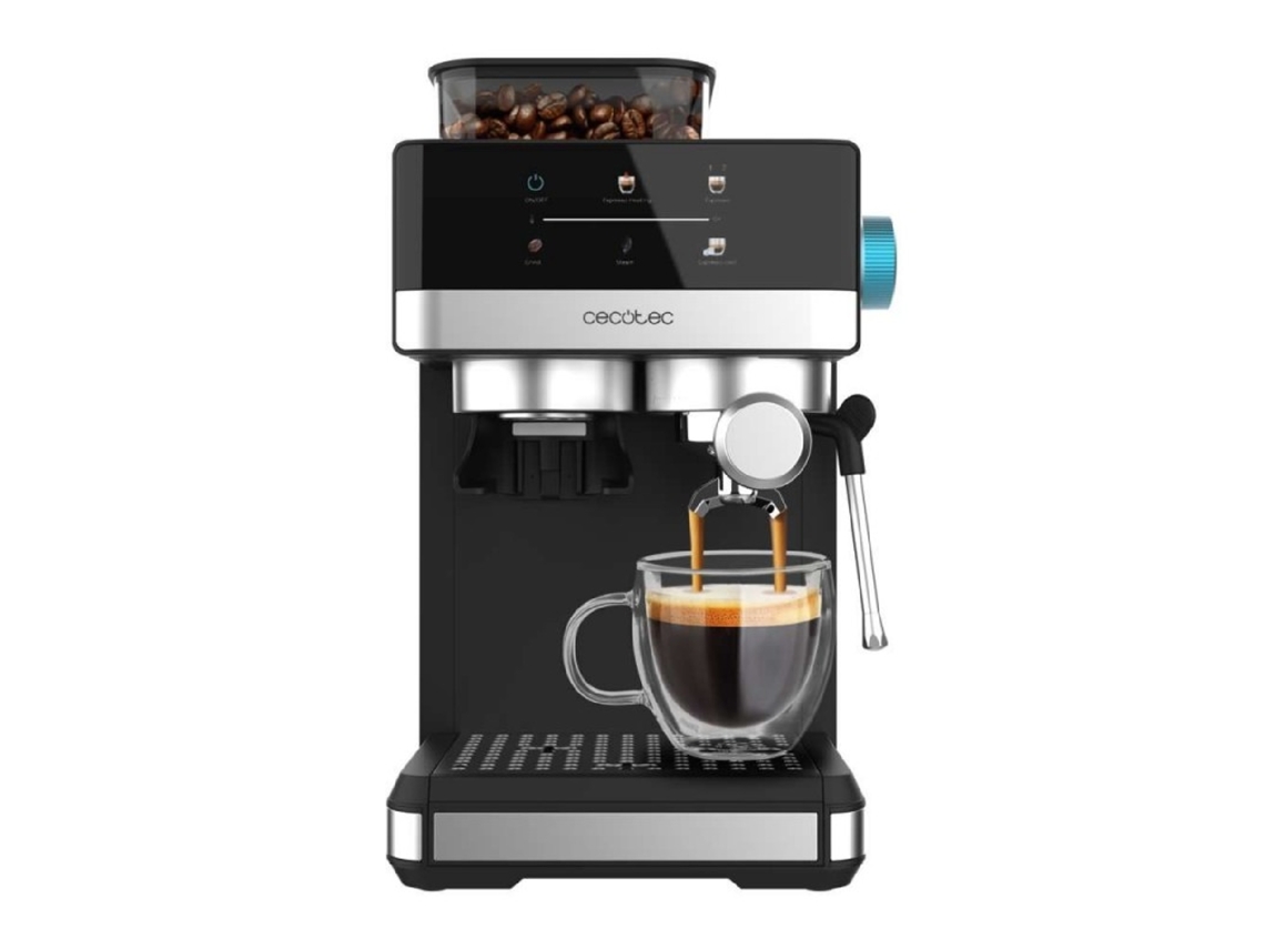 Cecotec Cafeteras Express Power Espresso 20 Grind. 1350w, 20 Bares, Café Con Vapor, 2 Tazas, Pantalla Táctil, Molinillo