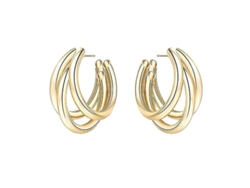 2026-aretes De Metal Mate C-forma Multicapa Irregular Hueca Con Diseño Retro Circular
