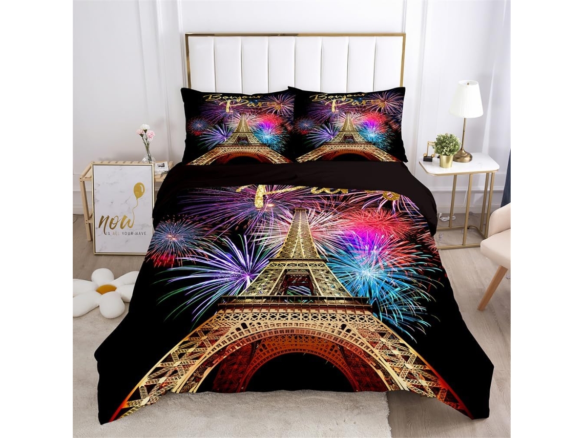 Juego Ropa Cama Diseño Funda Nórdica Almohada Estampado Diseño Juego Color 140x200 Cm