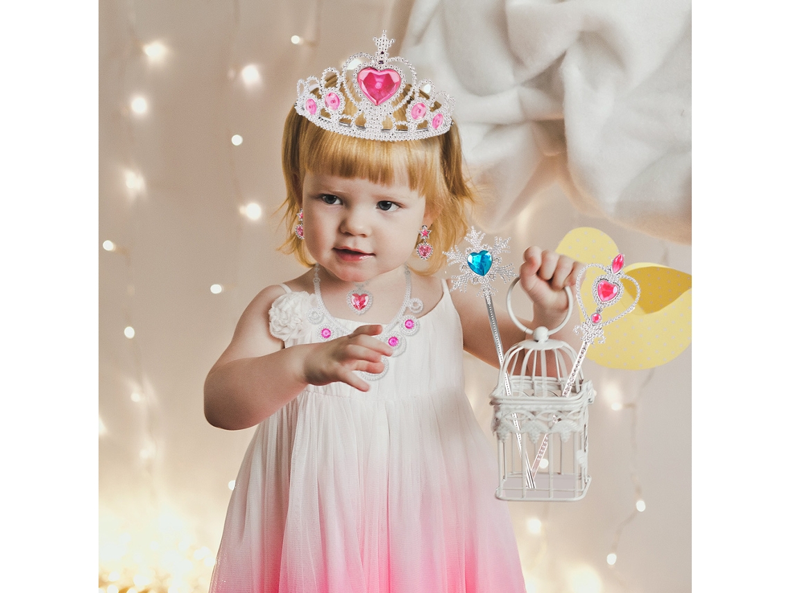 Rebe-conjunto De Joias Princesa Para Meninas 60 Peças Brinquedos De Disfarce Com Colares Anéis Coroas Varinhas Acessórios Infantis