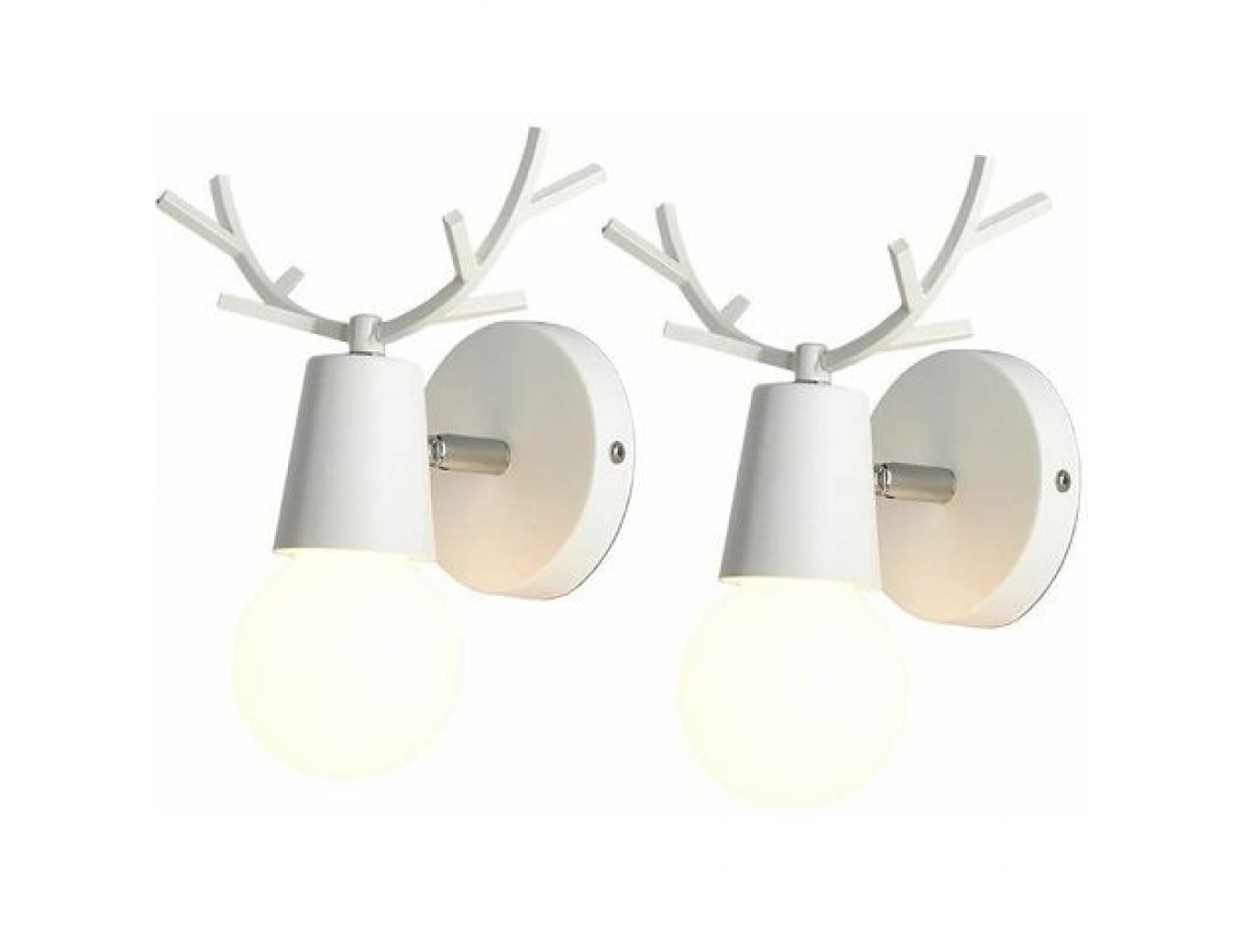 XYVONA Conjunto De 2 Luzes De Parede Modernas Para Interior Com Decoração De Chifre De Veado Lâmpada De Parede Em Metal Para Quarto Sala De Estar Escada Corr
