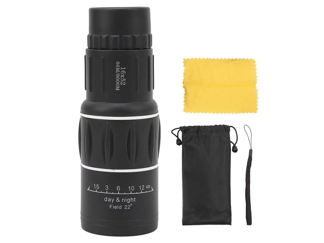 Telescopio De Bolsillo Ultraligero 16x52, Monocular Hd Portátil Con Lente Fmc Verde Y Cuerpo De Aleación De Magnesio Negro.
