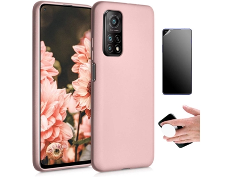 Kit Carcasa Y Protector Xiaomi Mi 10T Pro Ultimatte Turtleshell Y Popsocket Rosa