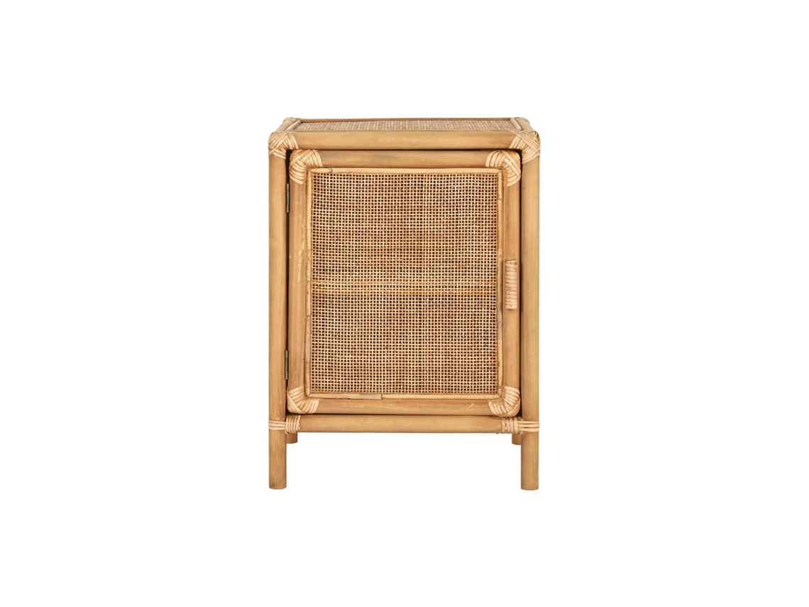 Mesita Auxiliar Abeto Ratán 1 Puerta 46x35x60cm